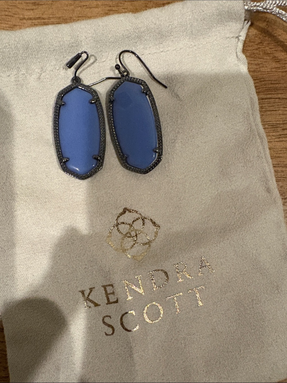 Kendra Scott Periwinkle Drop Earrings with Pavé Frame Glow in the Dark